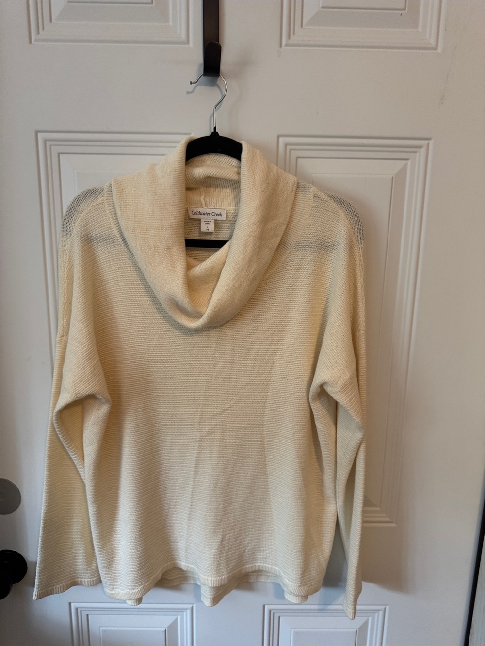 Coldwater Creek Cream Cowl Neck Sweater